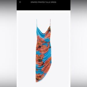Zara Draped Printed Tulle Dress M